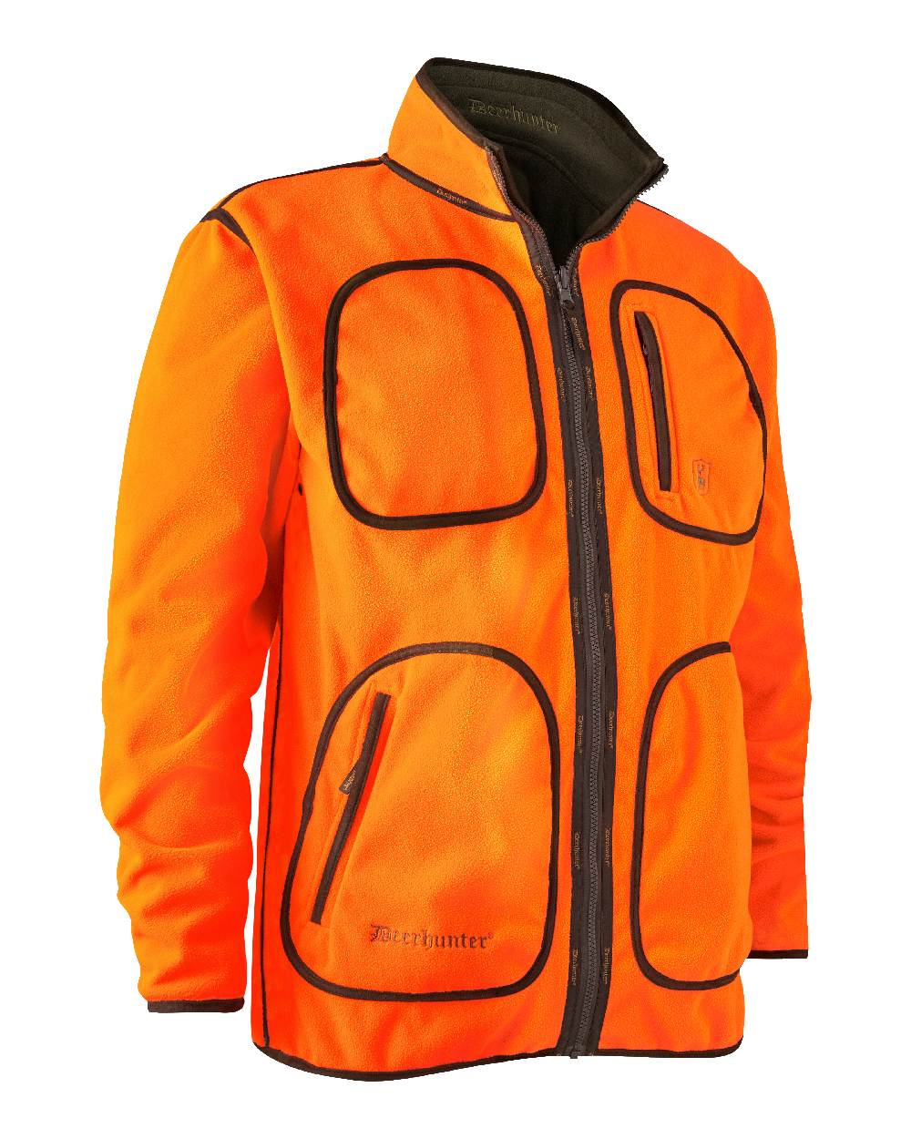 Canteen Orange coloured Deerhunter Gamekeeper Reversible Bonded Fleece Jacket on white background 