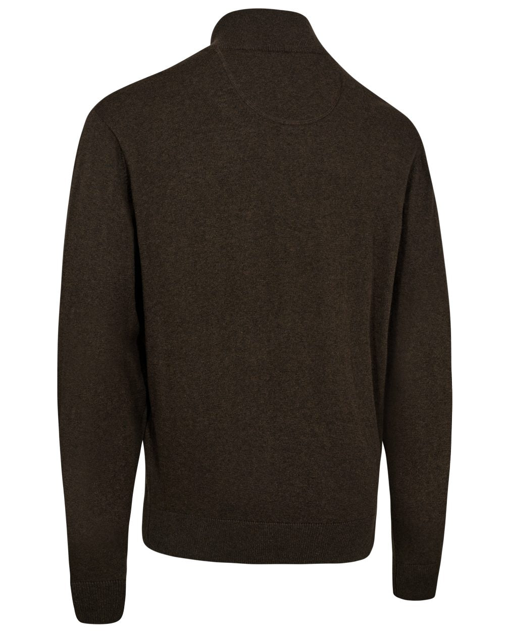 Brown Melange coloured Deerhunter Harrington Half Zip Knit Sweater on white background 