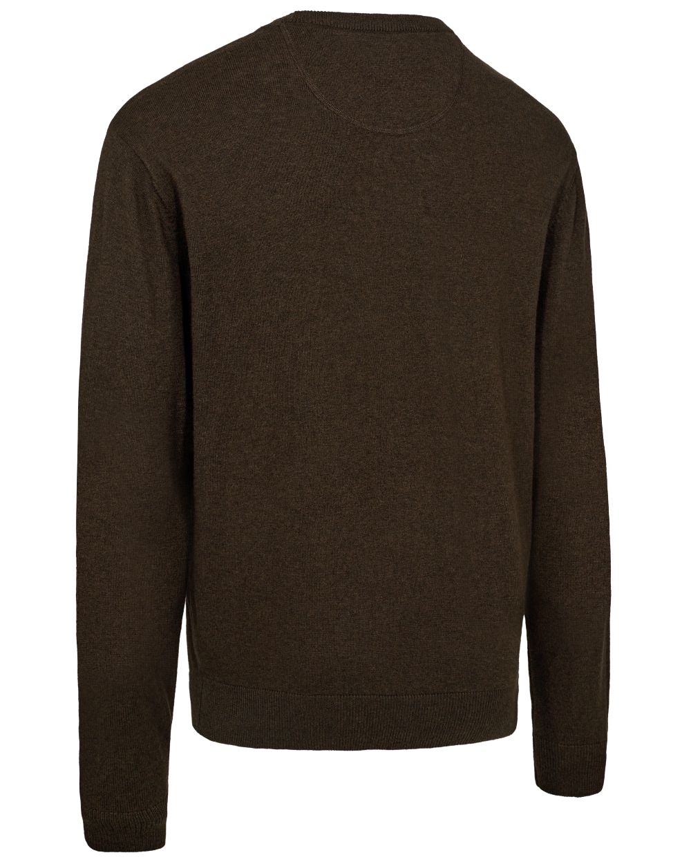 Brown Melange coloured Deerhunter Harrington O-Neck Knit Pullover on white background 
