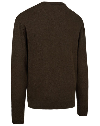 Brown Melange coloured Deerhunter Harrington O-Neck Knit Pullover on white background 