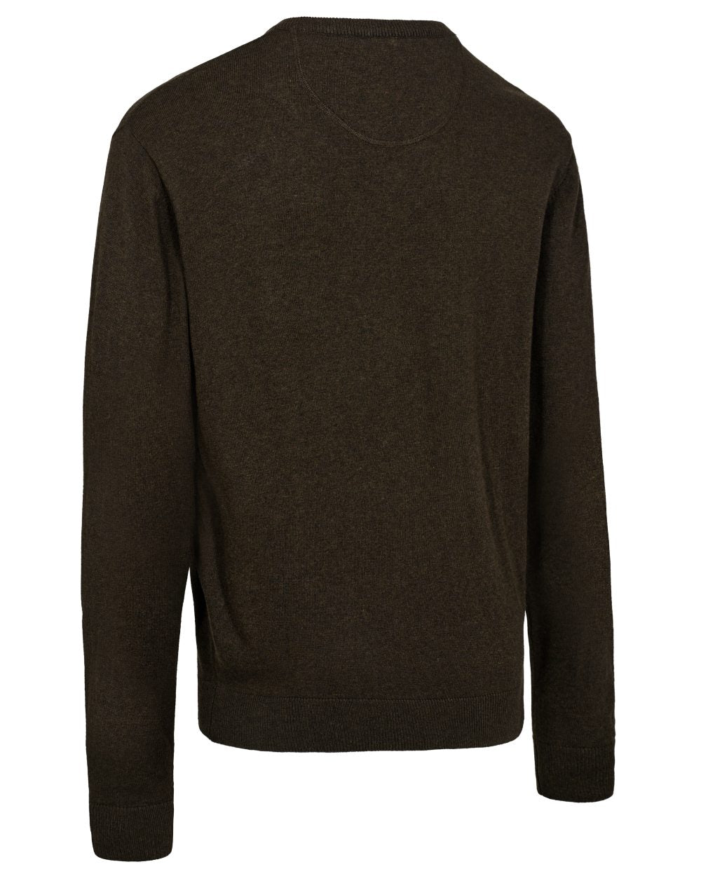 Brown Melange coloured Deerhunter Harrington V-Neck Knit Pullover on white background 