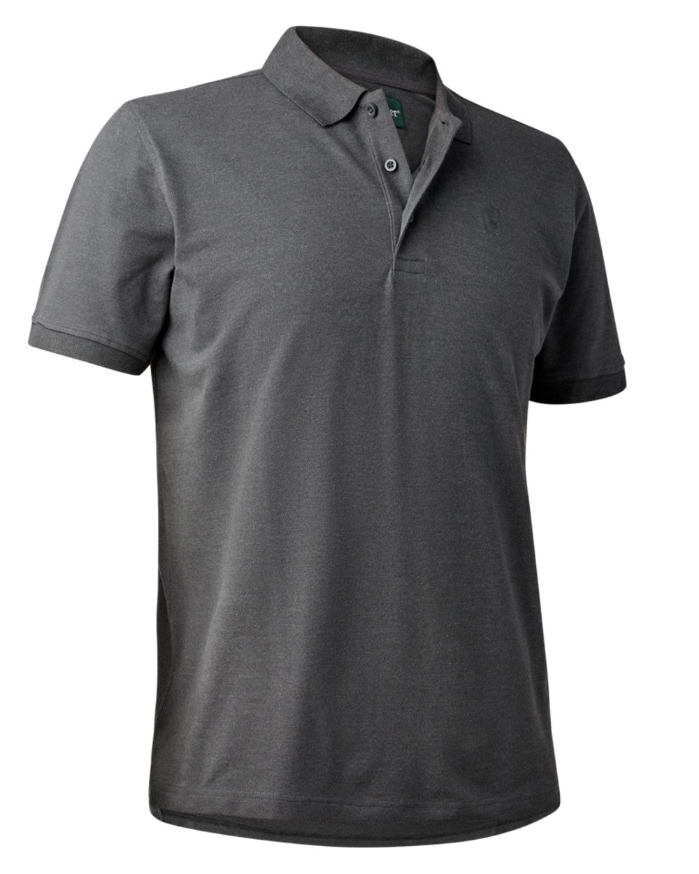 Dark Grey Melange coloured Deerhunter Harris Polo Shirt on white background 