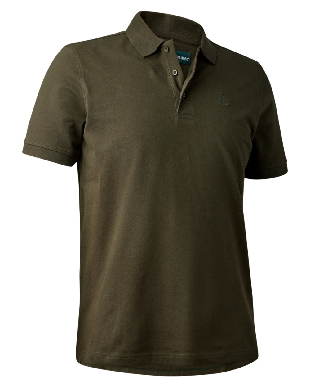 Deep Green coloured Deerhunter Harris Polo Shirt on white background 