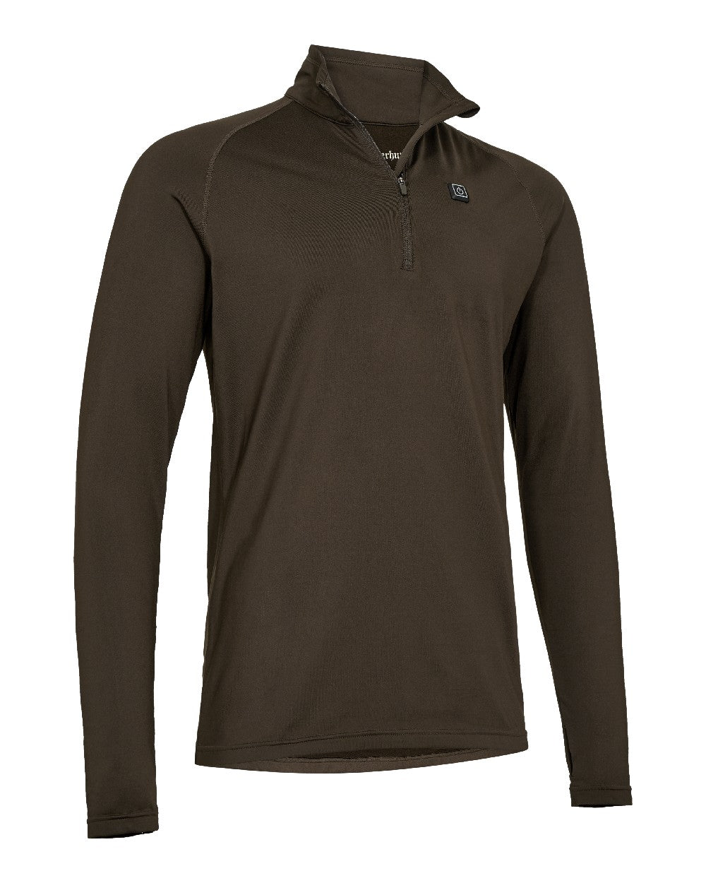 Wood Coloured Deerhuner Heat Game Half Zip Undershirt on White Background  