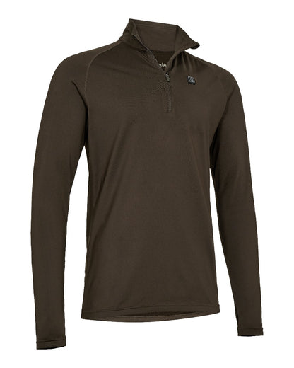 Wood Coloured Deerhuner Heat Game Half Zip Undershirt on White Background  