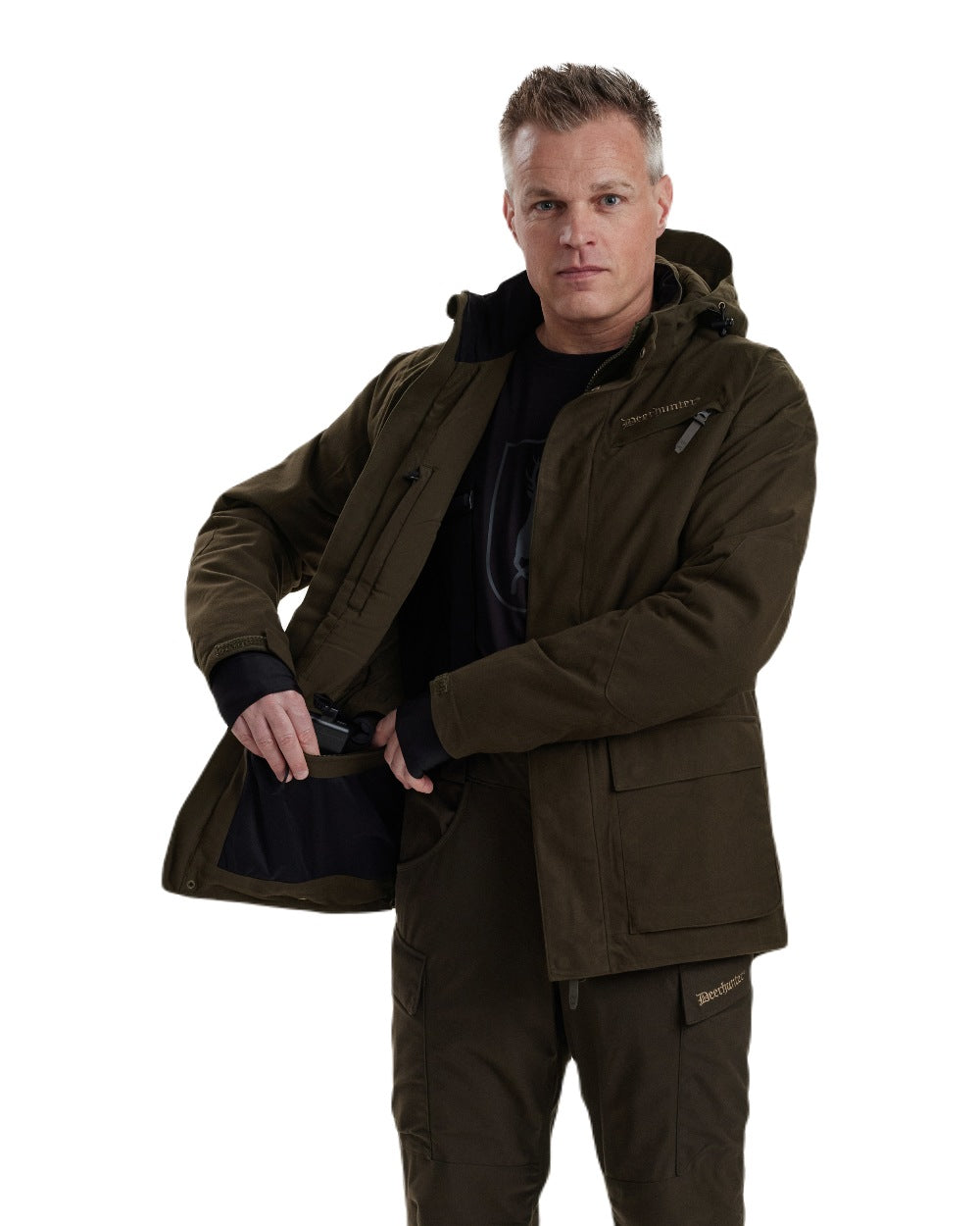 Wood coloured Deerhunter Heat Game Jacket on white background 