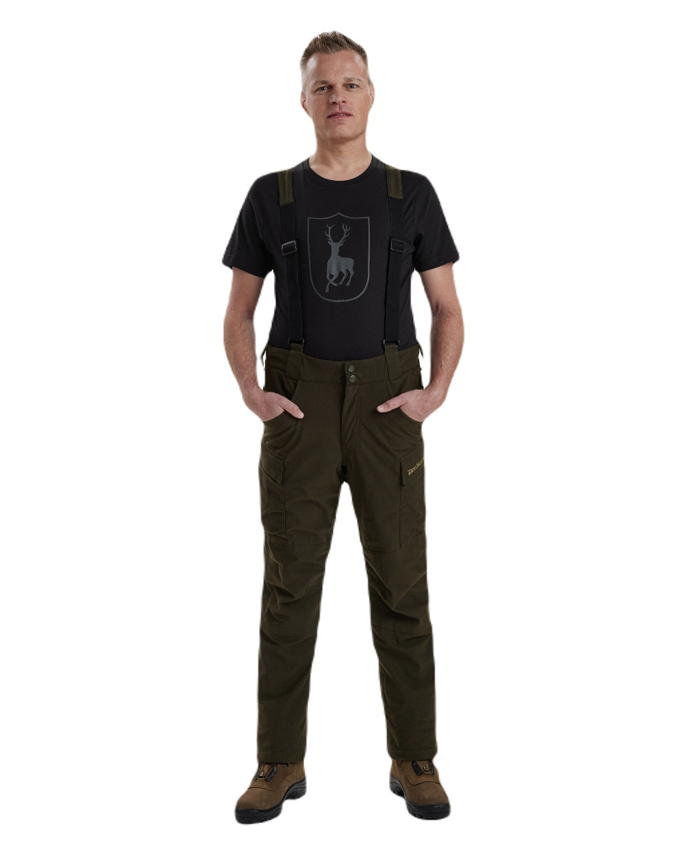 Wood coloured Deerhunter Heat Game Trousers on white background 