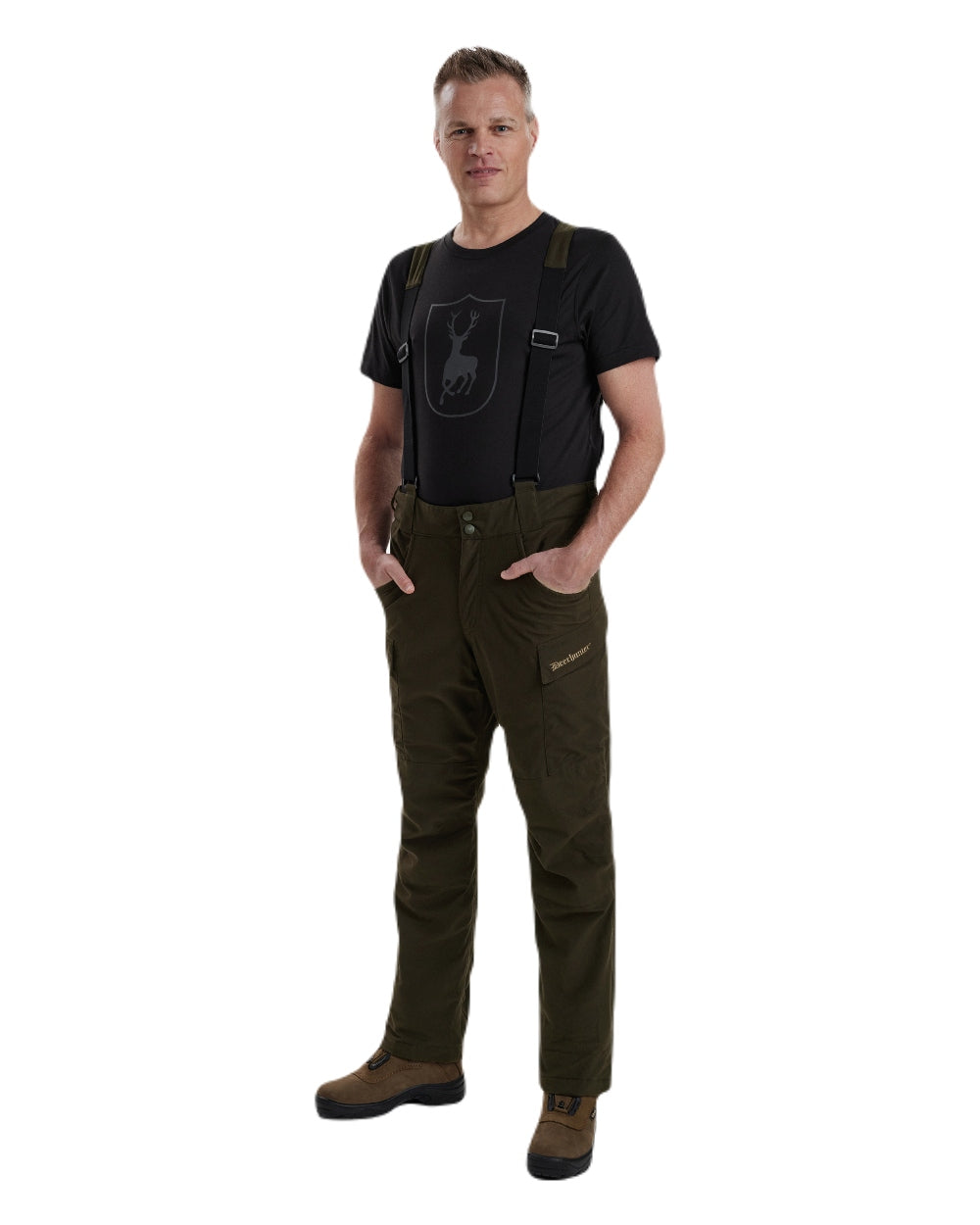 Wood coloured Deerhunter Heat Game Trousers on white background 
