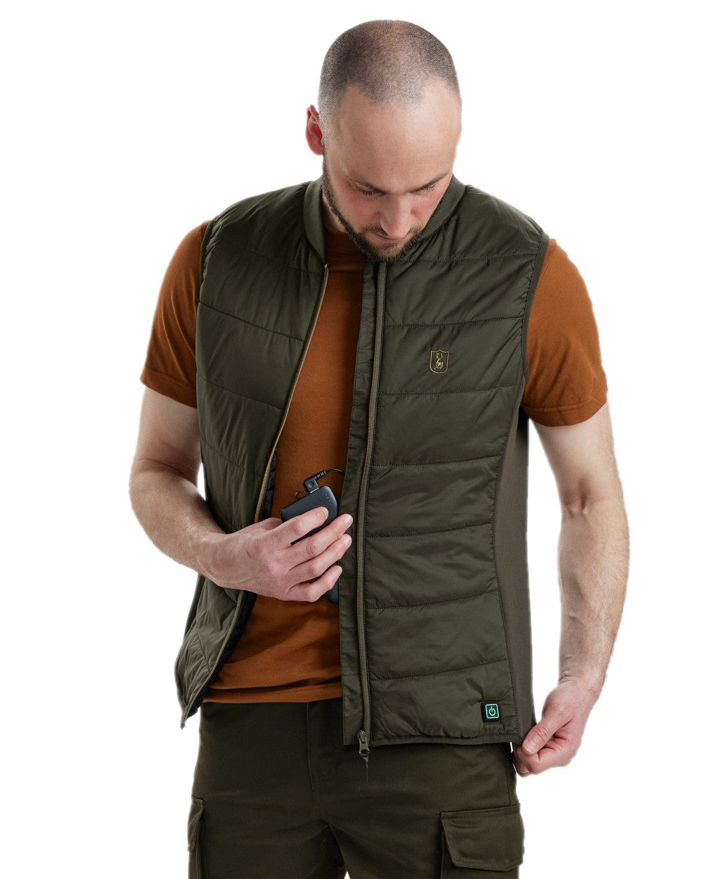 Deep Green Coloured Deerhunter Heat Inner Waistcoat on white background 