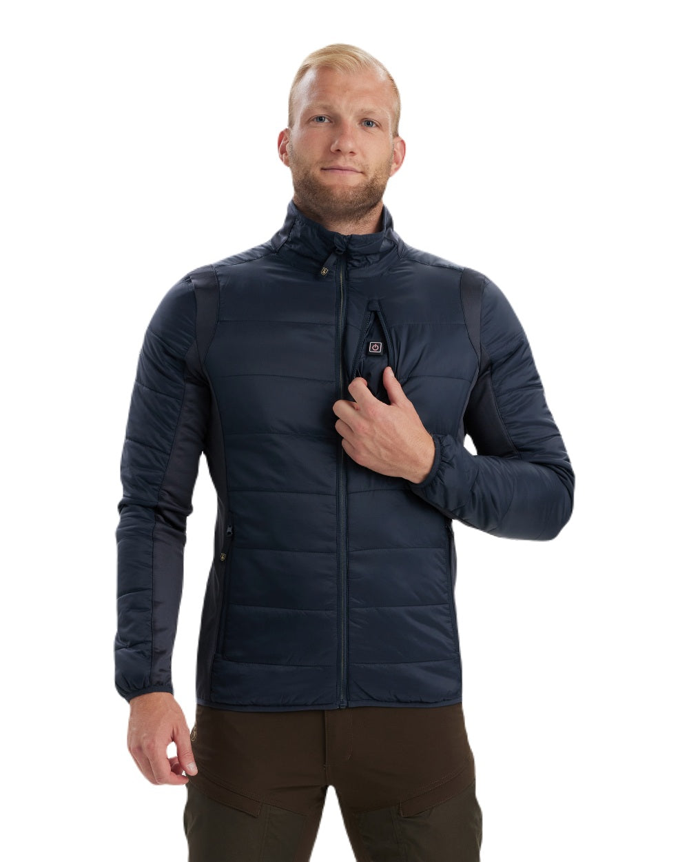 Dark Blue coloured Deerhunter Heat Padded Jacket on white background 