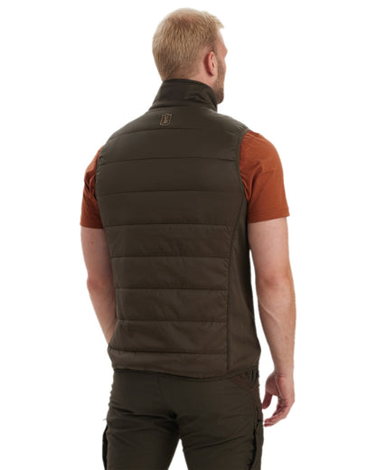 Wood Coloured Deerhunter Heat Padded Waistcoat on white background 