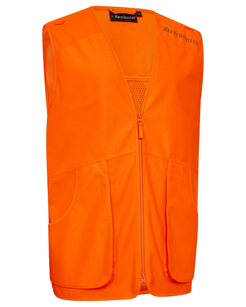 Safety Orange coloured Deerhunter Hunting Mesh Safety Waistcoat on white background 