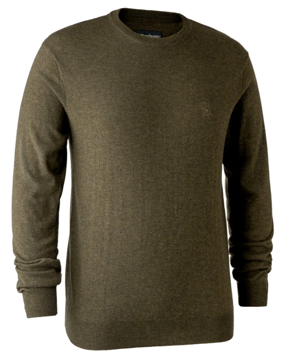 Cypress coloured Deerhunter Kingston Knit O-Neck Jumper on white background 