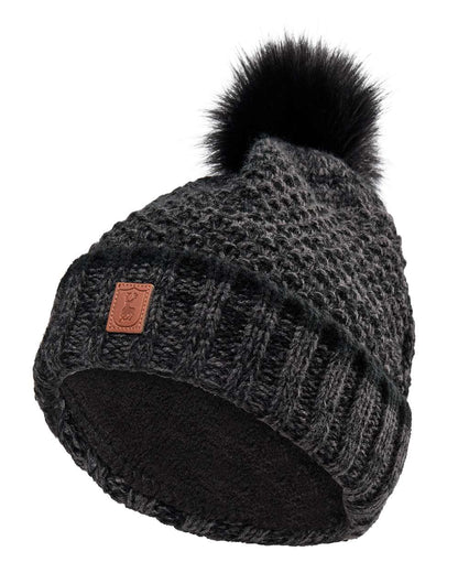 Black coloured Deerhunter Ladies Knitted Hat on white background 