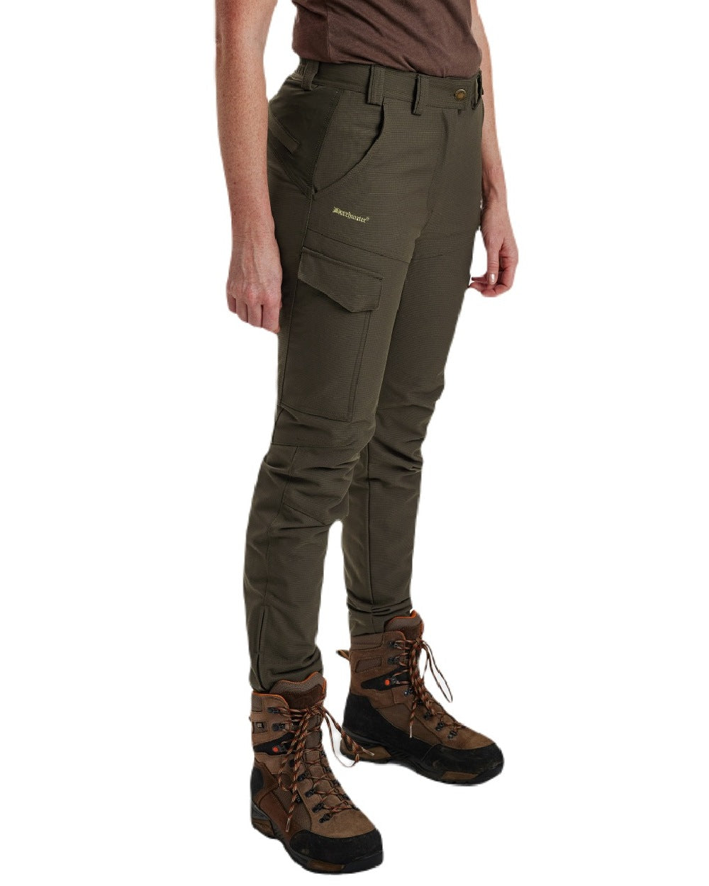 Palm Green coloured Deerhunter Lady Ann Extreme Boot Trousers with Membrane on white background 