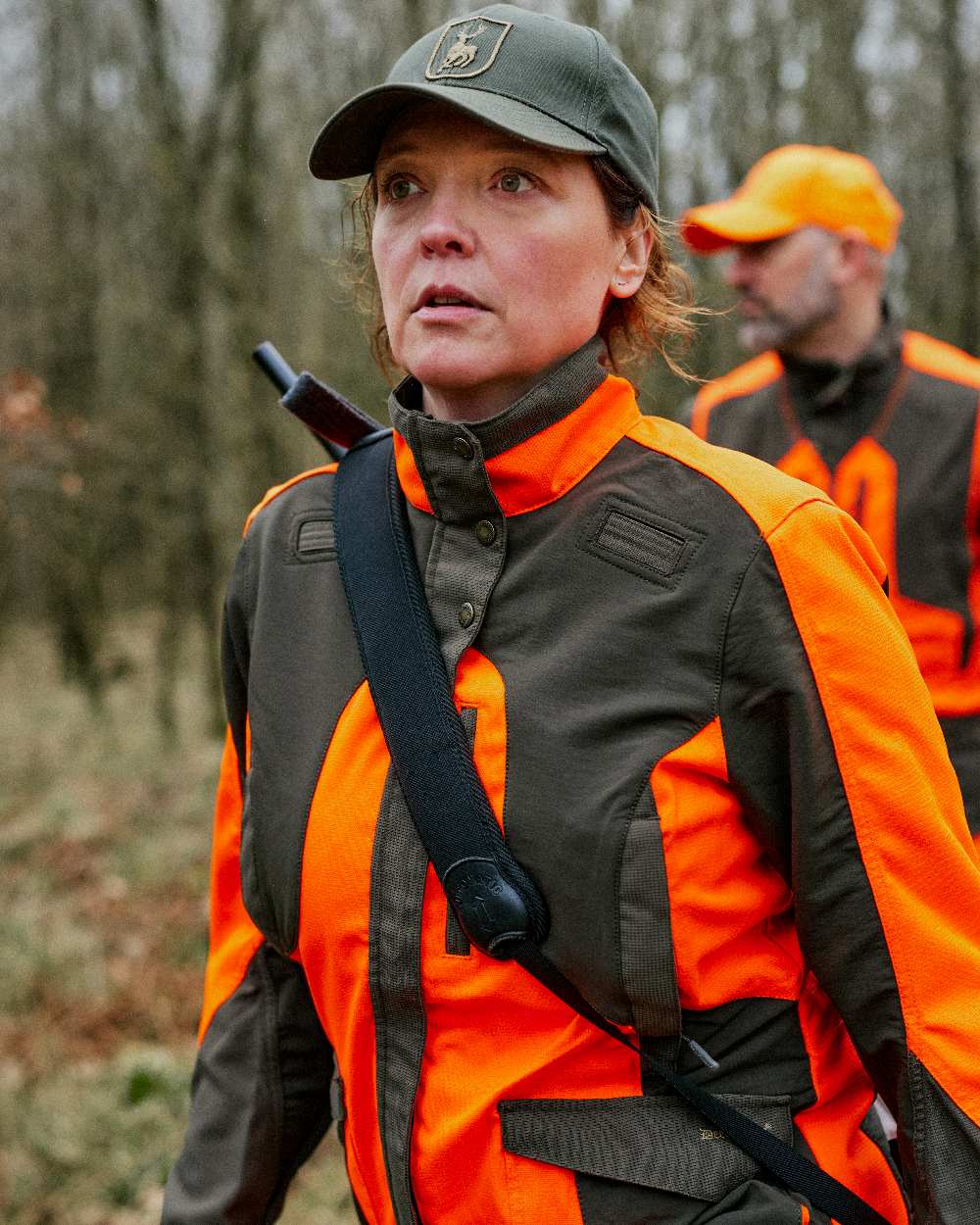 Orange coloured Deerhunter Lady Ann Extreme Jacket on blurry background 