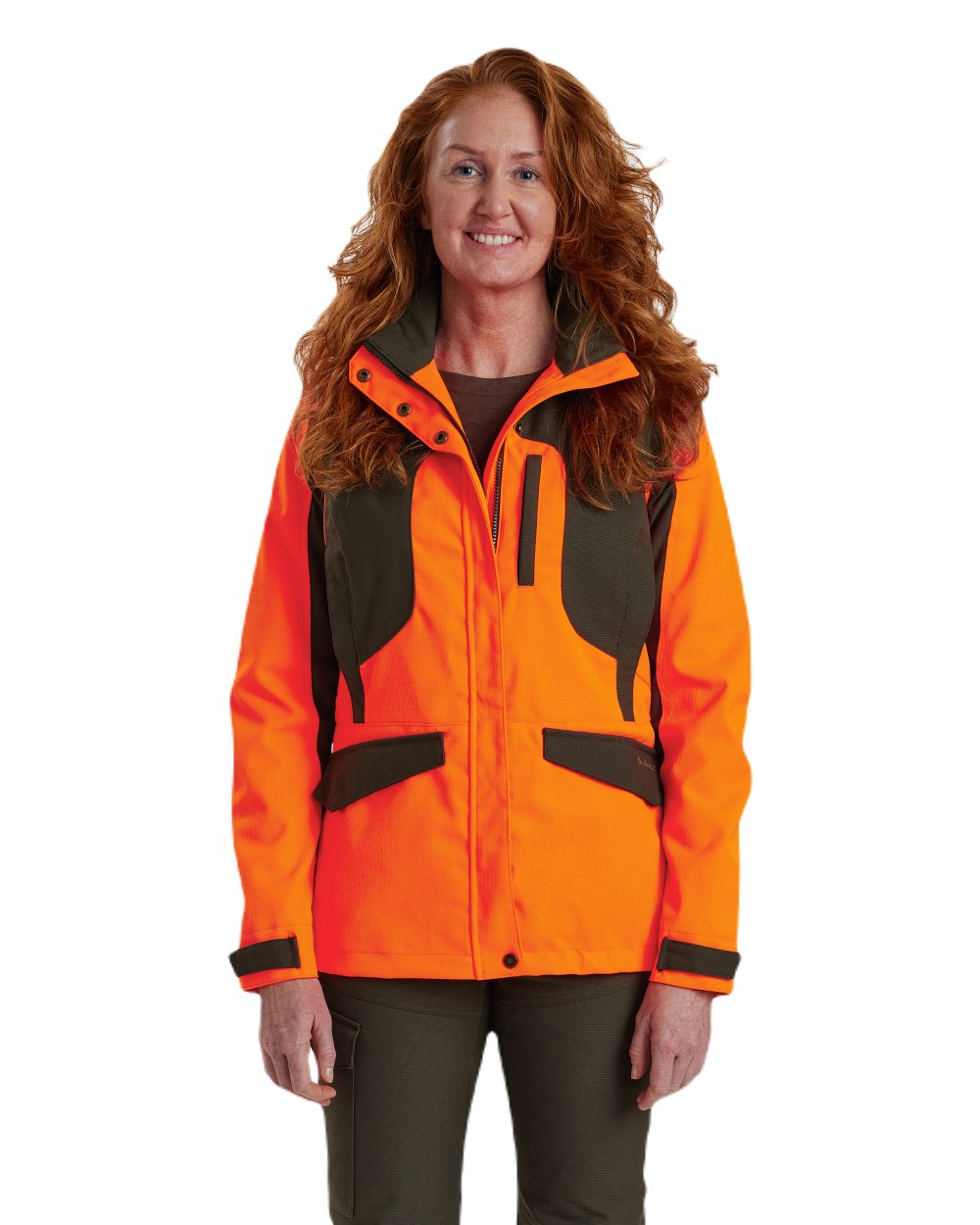 Orange coloured Deerhunter Lady Ann Extreme Jacket with Membrane on white background 