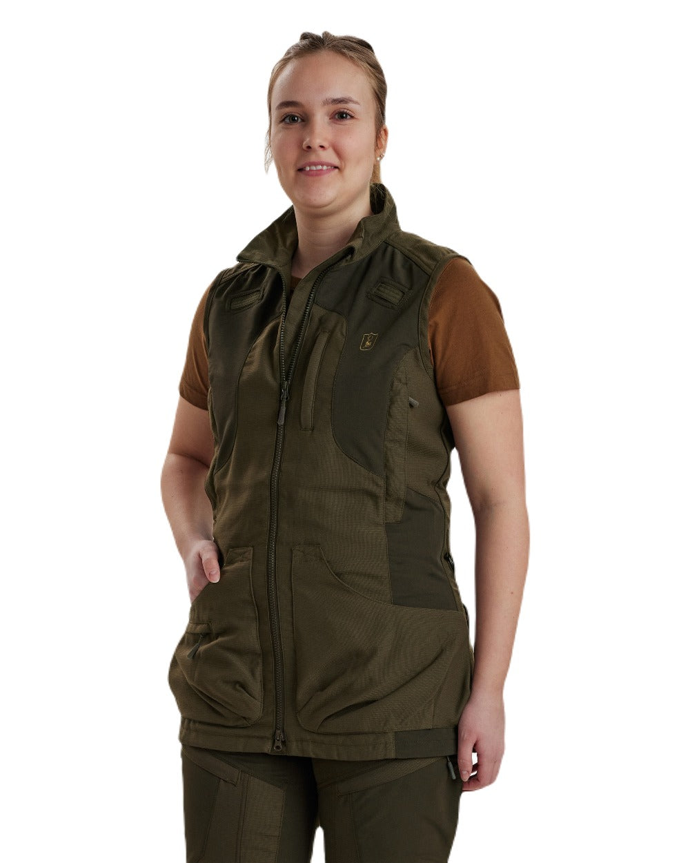 Palm Green coloured Deerhunter Lady Ann Extreme Waistcoat on white background 