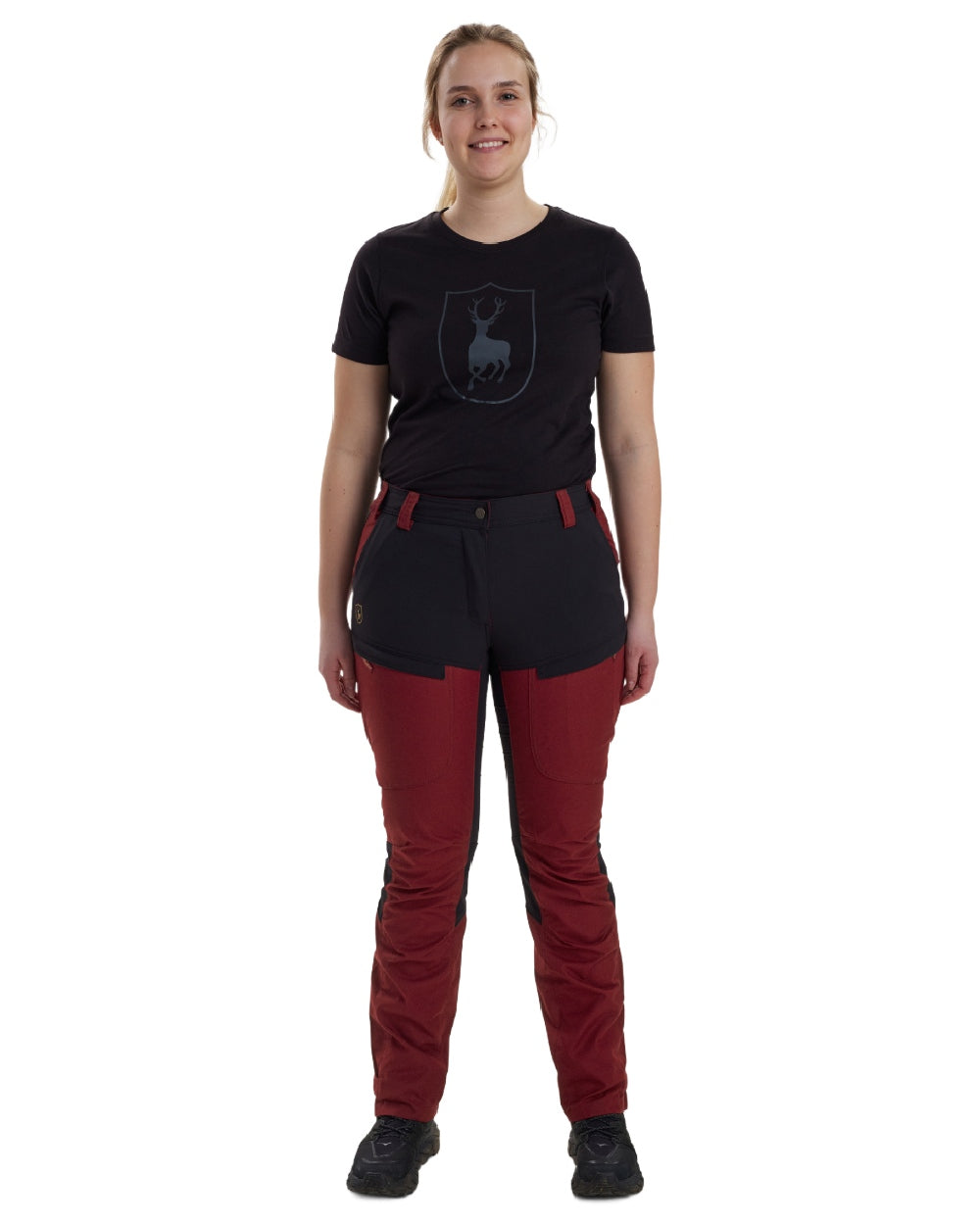 Oxblood Red coloured Deerhunter Lady Ann Trousers on white background 