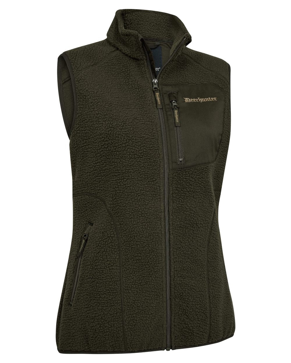Forest Green coloured Deerhunter Lady Atlas Fleece Waistcoat on white background 
