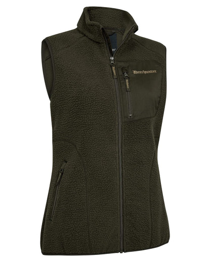 Forest Green coloured Deerhunter Lady Atlas Fleece Waistcoat on white background 