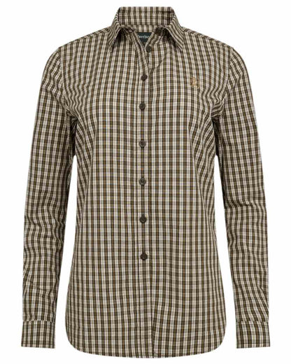Brown Check Coloured Deerhunter Lady Bridget Shirt on white background 