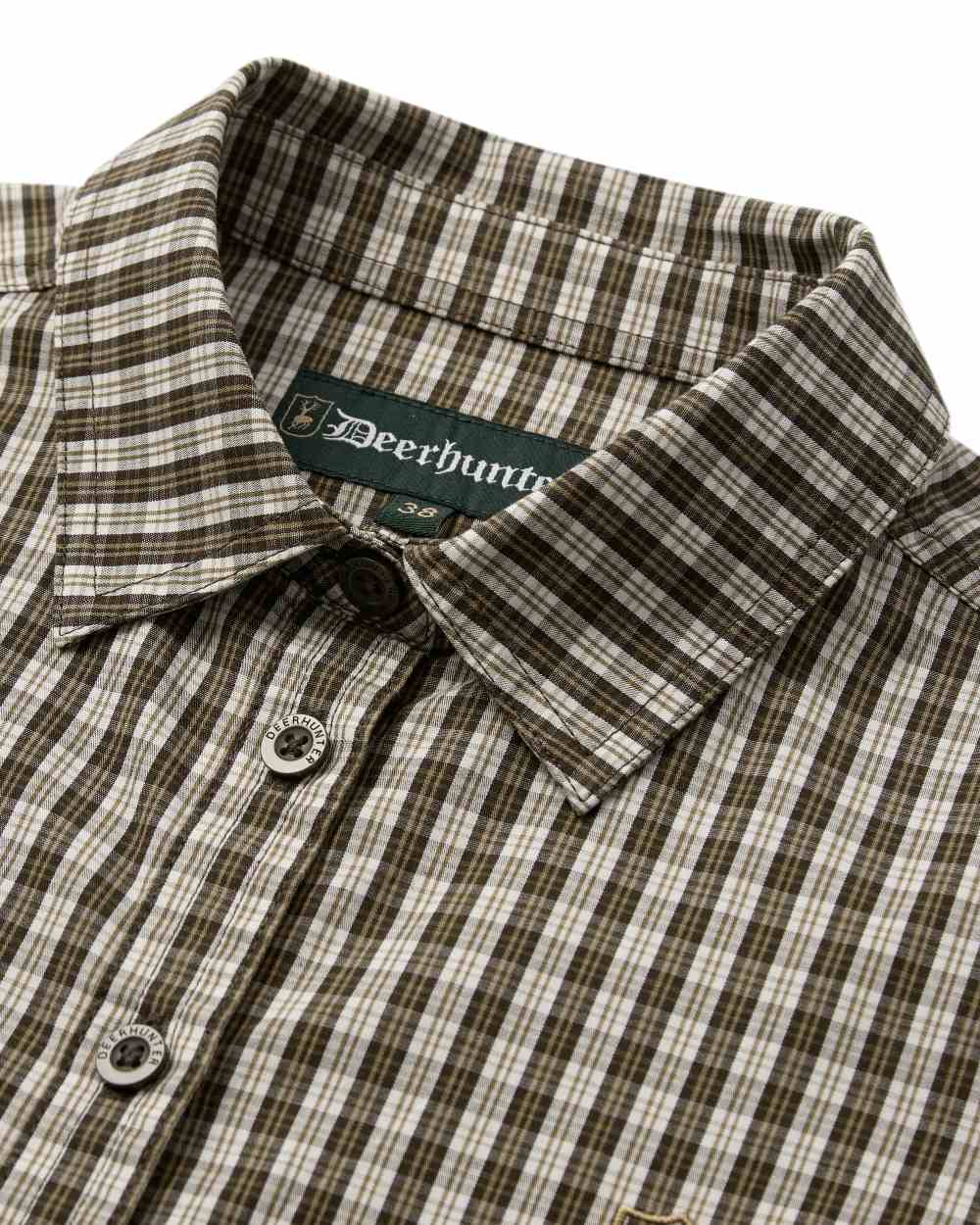 Brown Check Coloured Deerhunter Lady Bridget Shirt on white background 