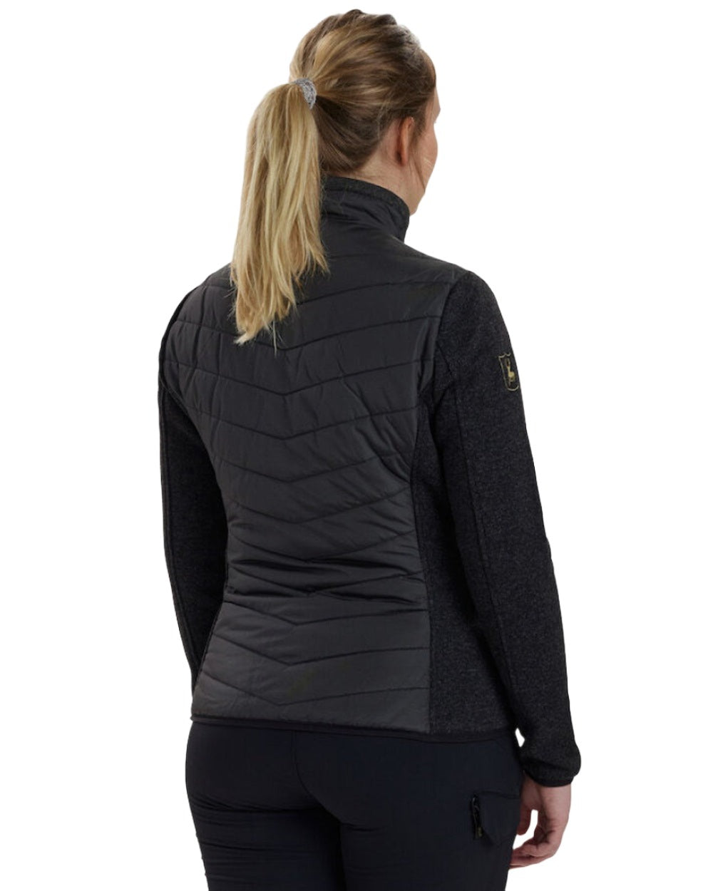 Black Coloured Deerhunter Lady Caroline Padded Jacket on white background 