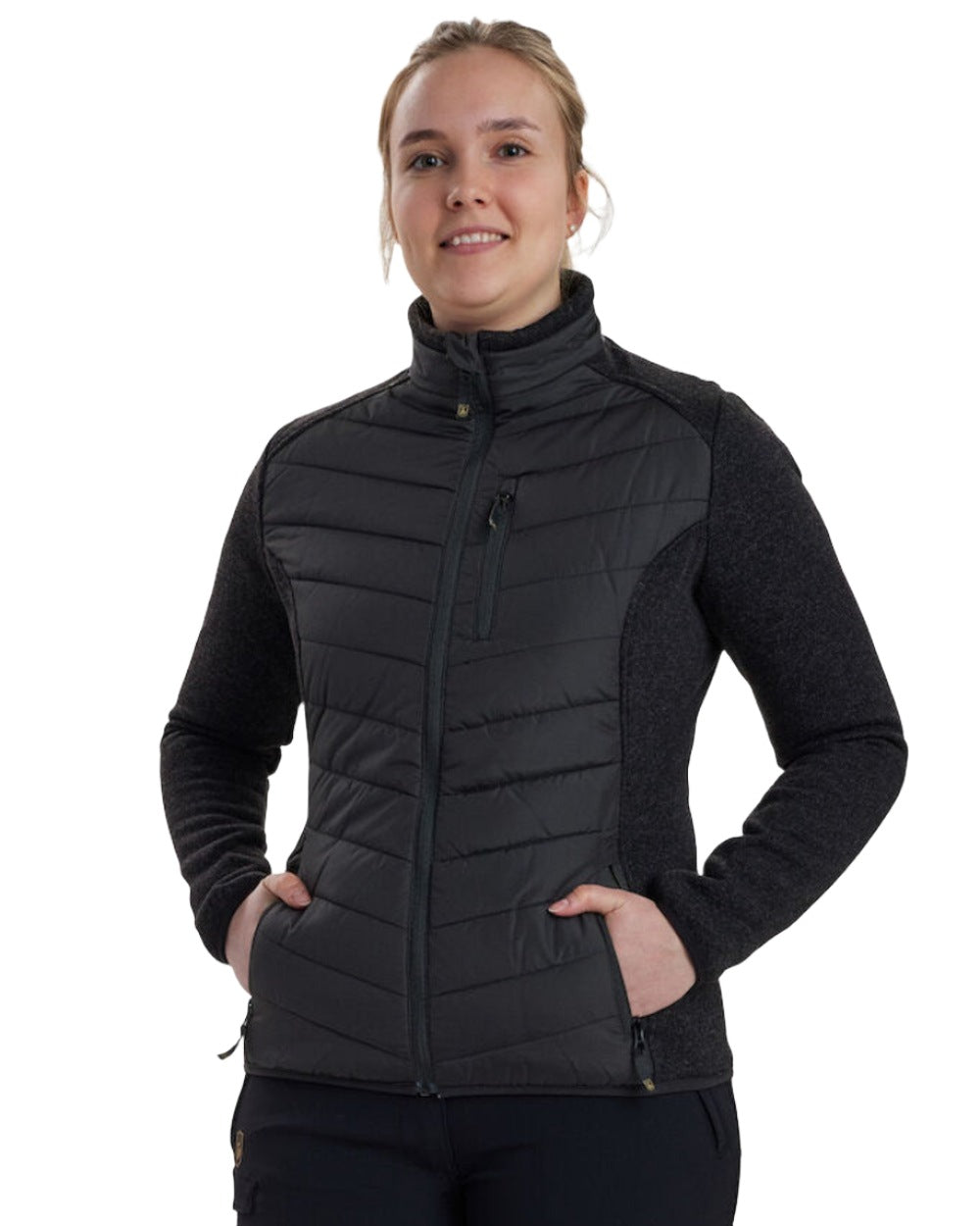 Black coloured Deerhunter Lady Caroline Padded Jacket on white background 