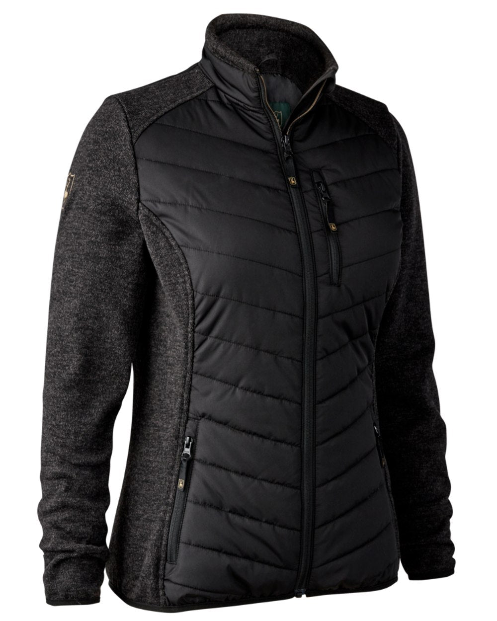 Black Coloured Deerhunter Lady Caroline Padded Jacket on white background 