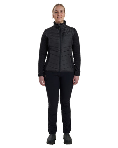 Black Coloured Deerhunter Lady Caroline Padded Jacket on white background 