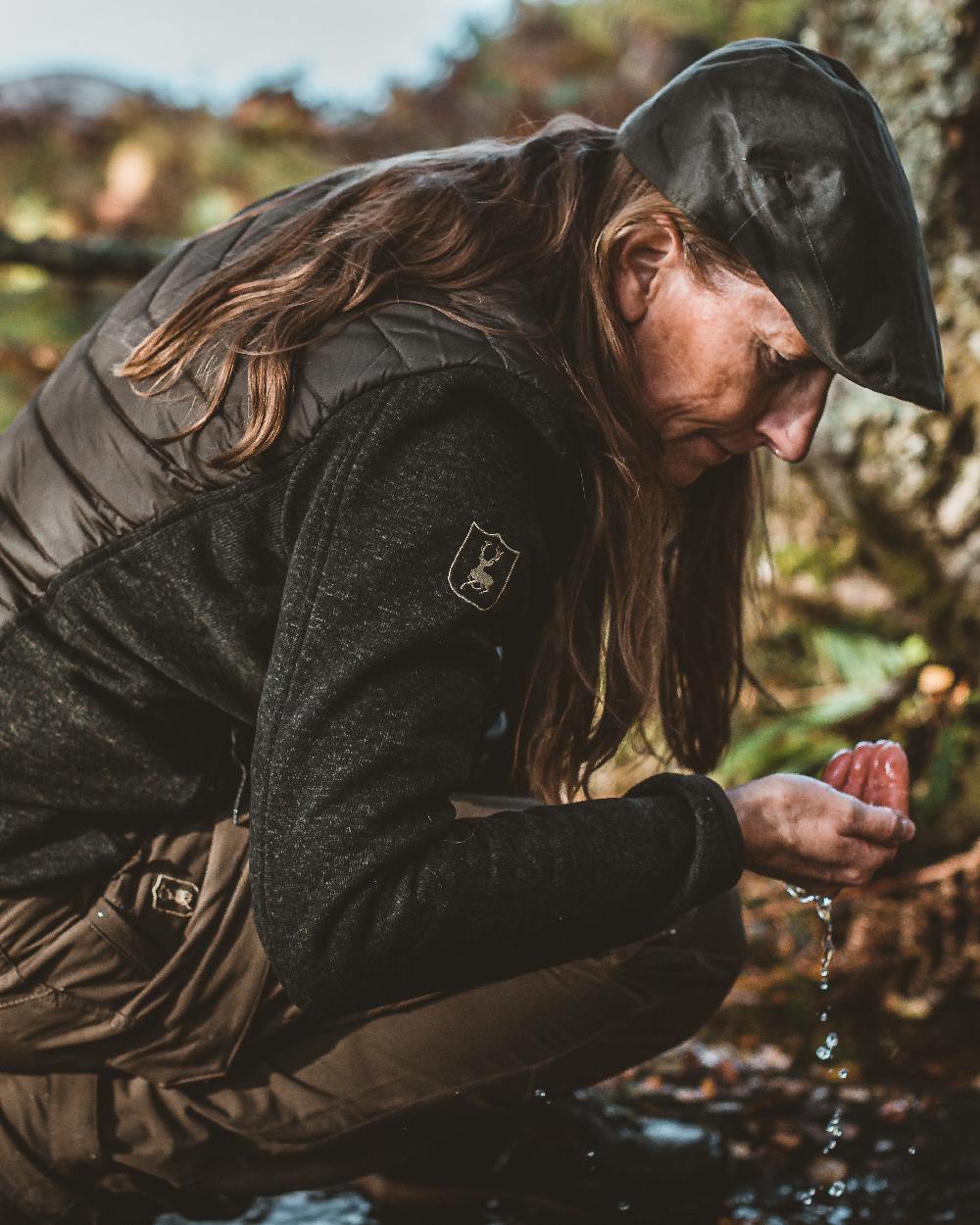 Timber Coloured Deerhunter Lady Caroline Padded Jacket on blurry background 