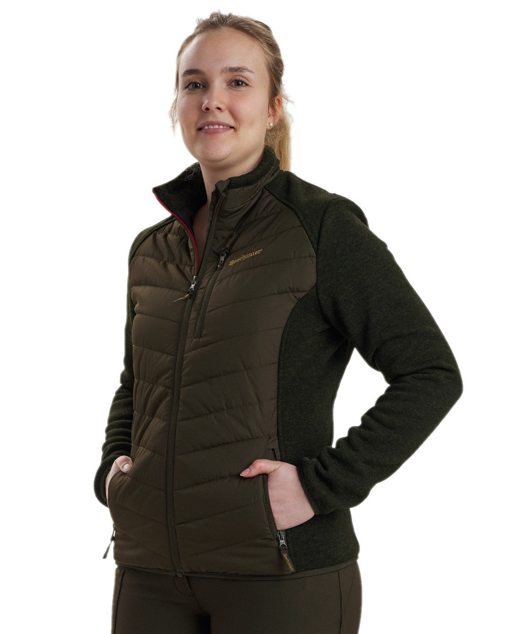 Timber Coloured Deerhunter Lady Caroline Padded Jacket on white background 