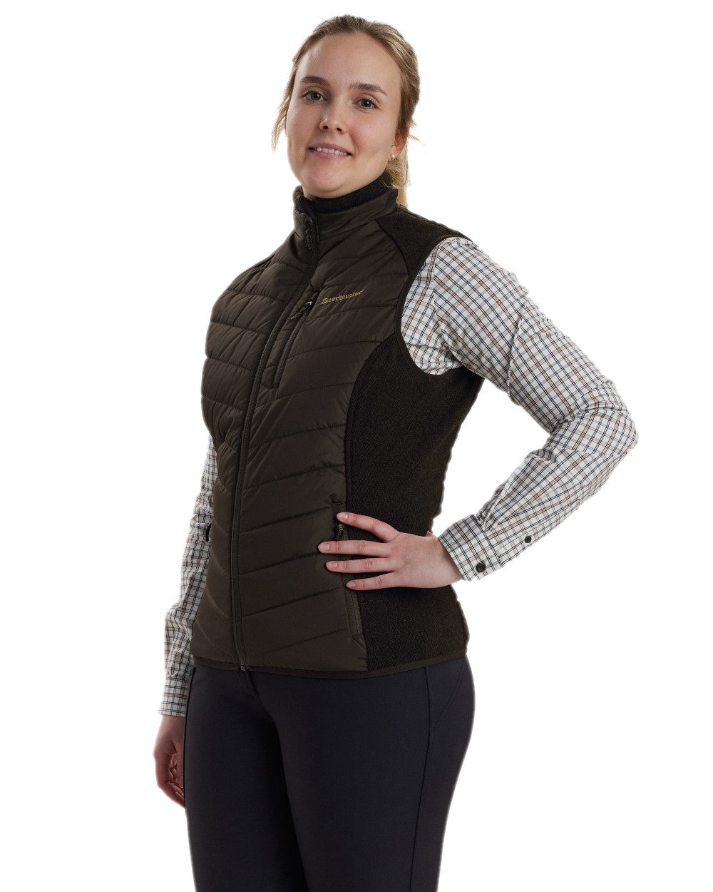 Brown Leaf Coloured Deerhunter Lady Caroline Padded Waistcoat on white background 