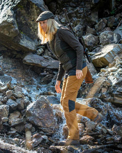 Timber Coloured Deerhunter Lady Caroline Padded Waistcoat on mountain background 