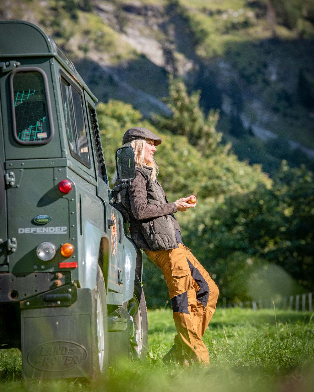 Timber Coloured Deerhunter Lady Caroline Padded Waistcoat on mountain background 