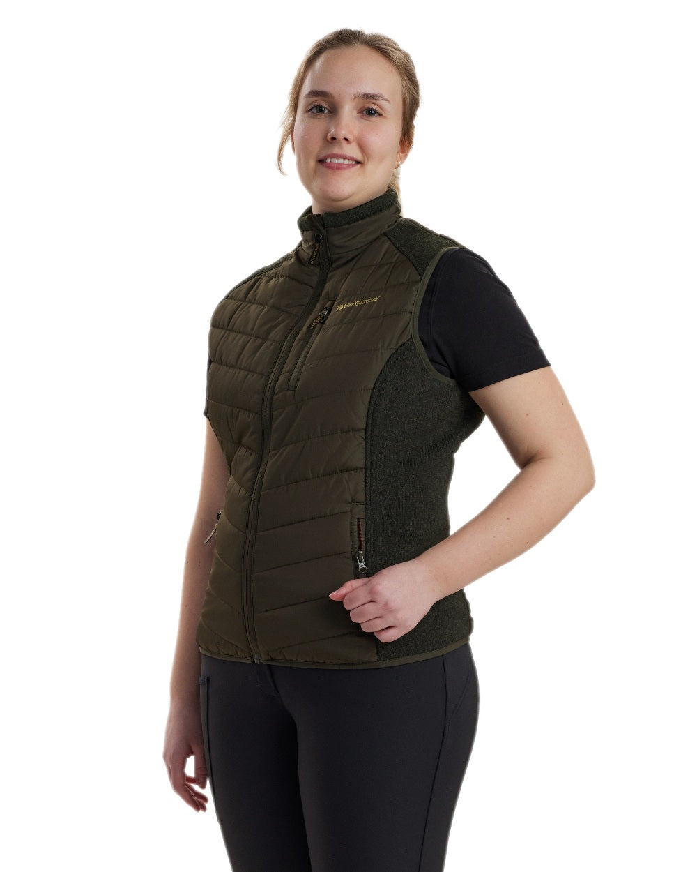 Timber Coloured Deerhunter Lady Caroline Padded Waistcoat on white background 