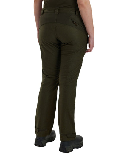 Olive Night Melange coloured Deerhunter Lady Chasse Trousers on white background 