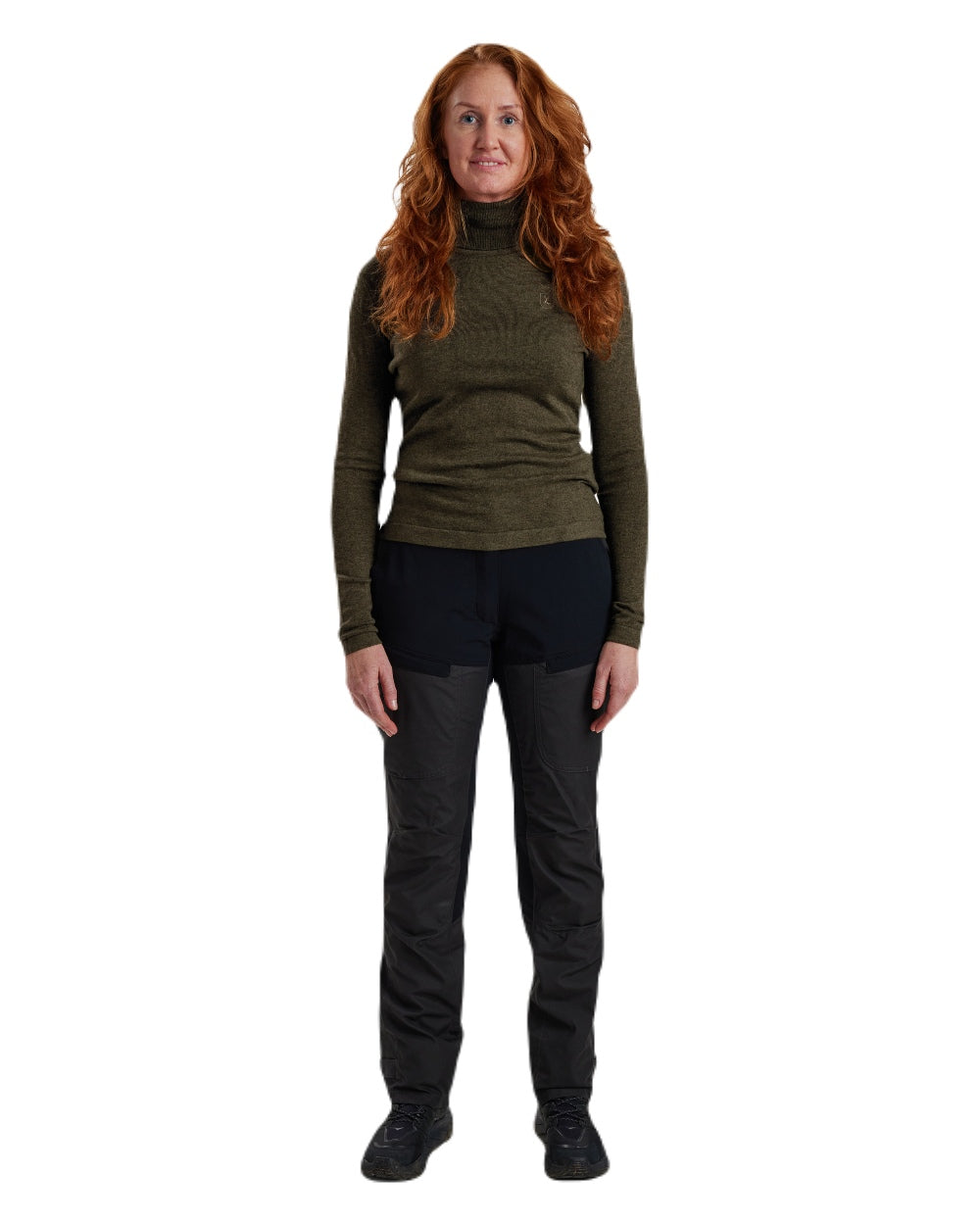 Cypress coloured Deerhunter Lady Darlington Roll Neck on white background 