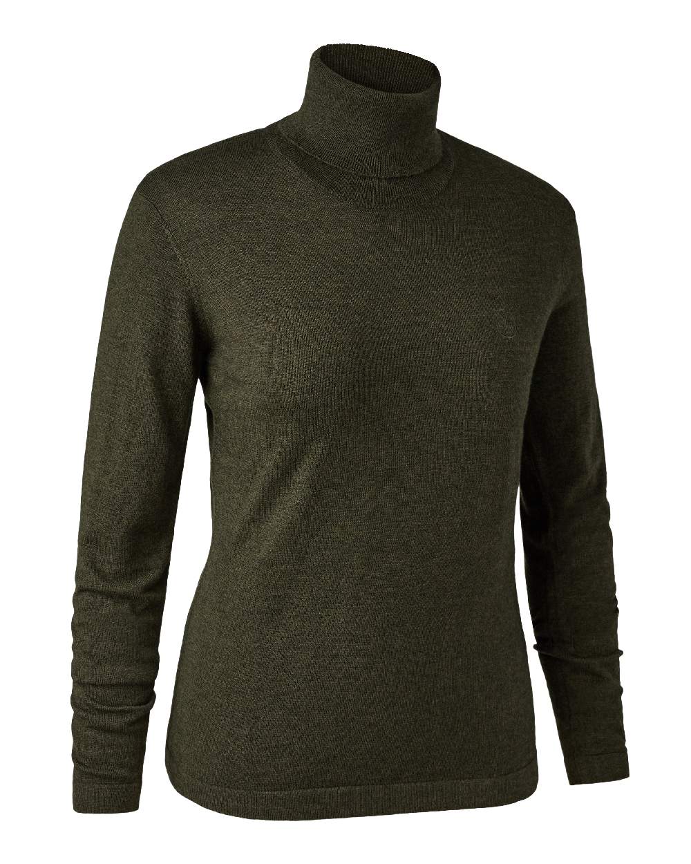 Green Melange coloured Deerhunter Lady Darlington Roll Neck on white background 