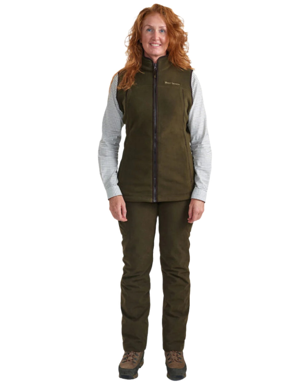 Tarmac Green Coloured Deerhunter Lady Eagle Fleece Waistcoat on white background 
