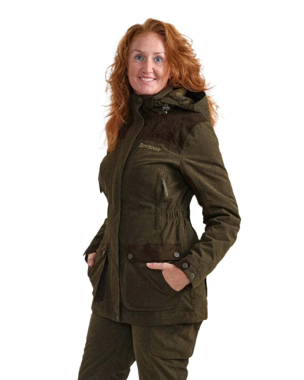 Tarmac Green Coloured Deerhunter Lady Eagle Jacket on white background 