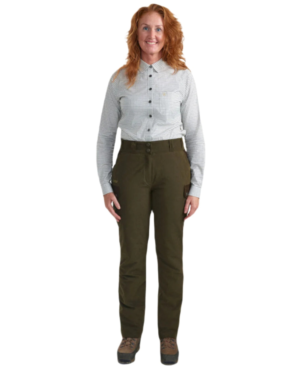 Tarmac Green coloured Deerhunter Lady Eagle Trousers on white background 