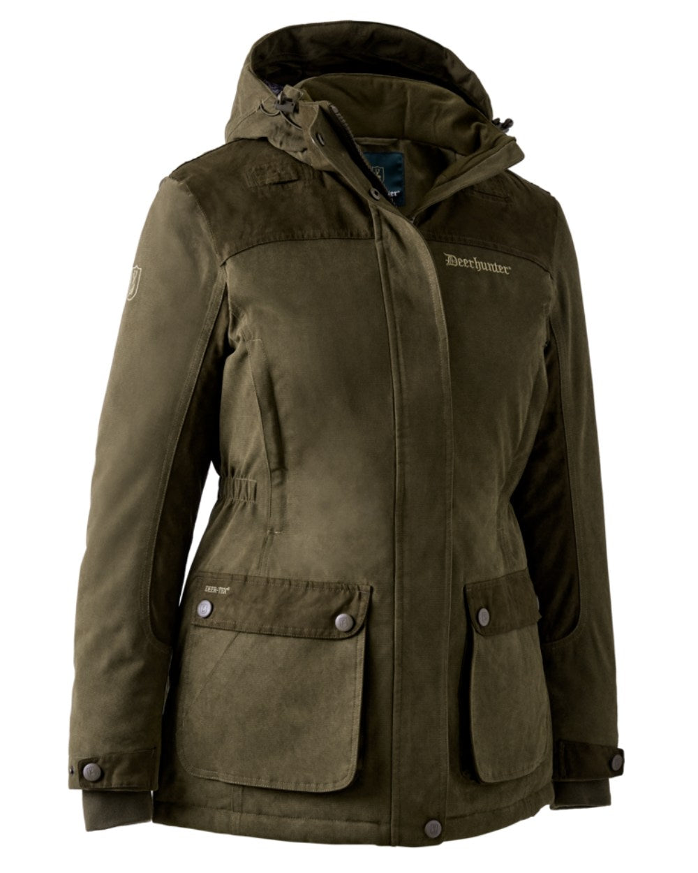 Tarmac Green coloured Deerhunter Lady Eagle Winter Jacket on white background 