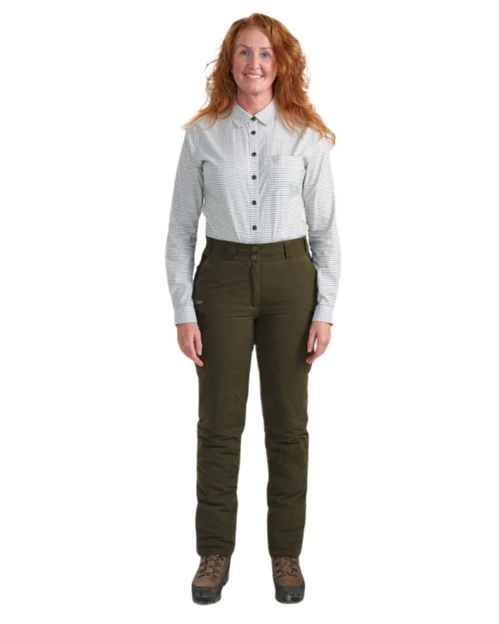 Tarmac Green coloured Deerhunter Lady Eagle Winter Trousers on white background 