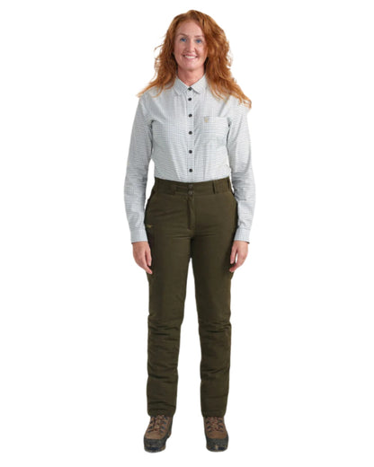 Tarmac Green coloured Deerhunter Lady Eagle Winter Trousers on white background 