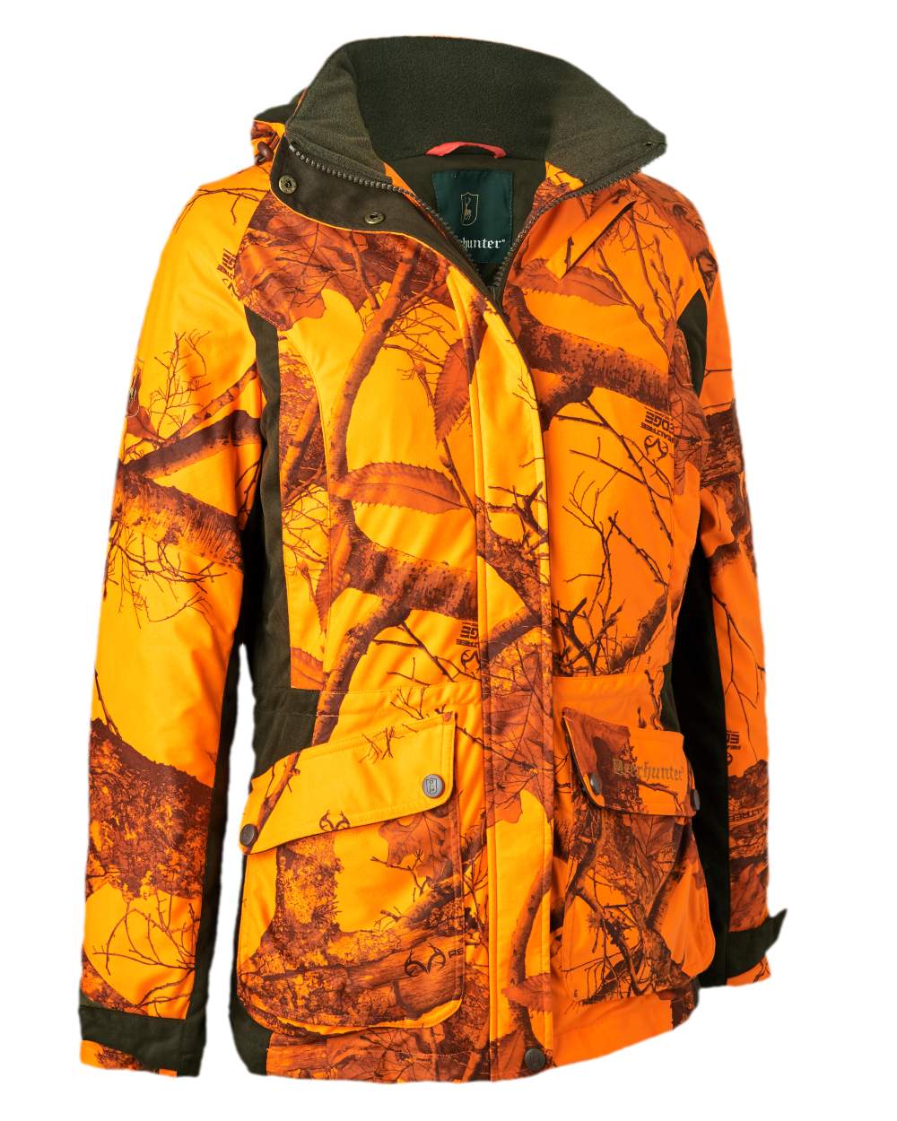 Realtree Edge Orange Coloured Deerhunter Lady Estelle Winter Jacket on white background 