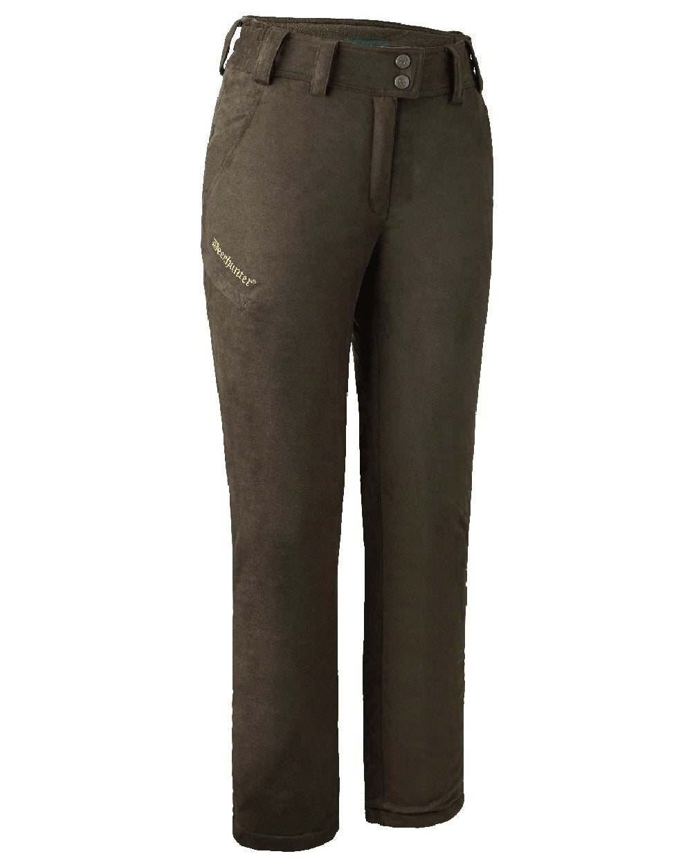 Walnut coloured Deerhunter Lady Estelle Winter Trousers on white background 