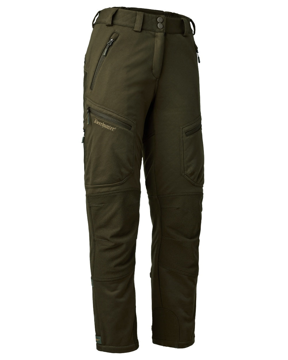 Art Green coloured Deerhunter Lady Excape Softshell Trousers on white background 