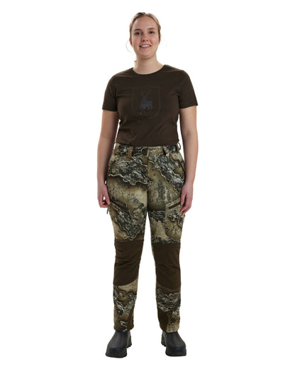 Realtree Excape coloured Deerhunter Lady Excape Softshell Trousers on white background 